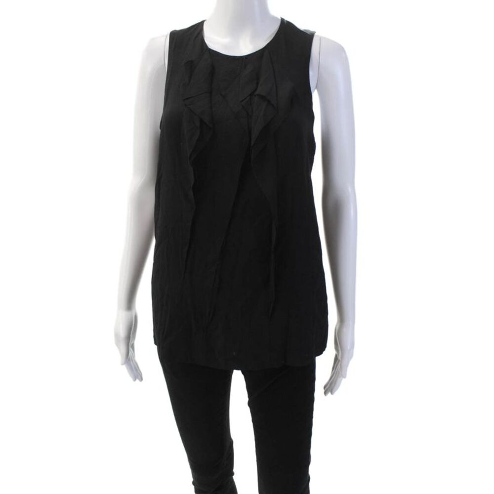 Vince Womens Textured Scoop Neck Sleeveless Lined Tank Top Black Size 06